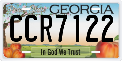 GA license plate CCR7122