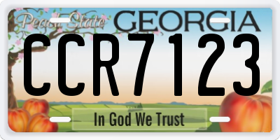 GA license plate CCR7123