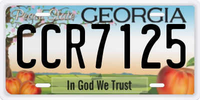 GA license plate CCR7125