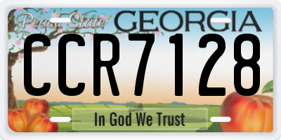 GA license plate CCR7128