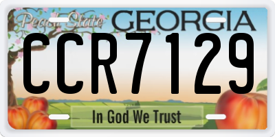 GA license plate CCR7129