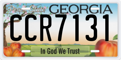 GA license plate CCR7131