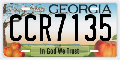 GA license plate CCR7135