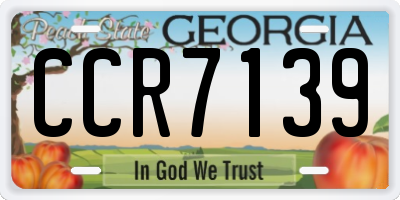 GA license plate CCR7139