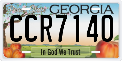 GA license plate CCR7140