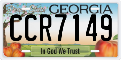 GA license plate CCR7149