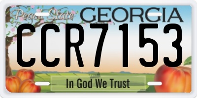 GA license plate CCR7153