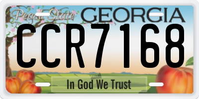 GA license plate CCR7168