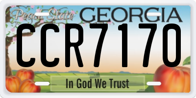 GA license plate CCR7170