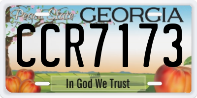 GA license plate CCR7173