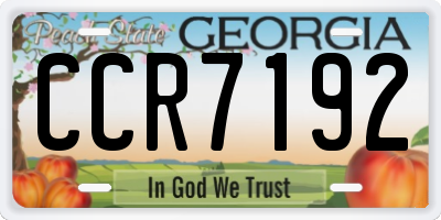 GA license plate CCR7192