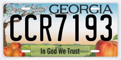 GA license plate CCR7193