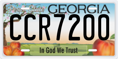 GA license plate CCR7200