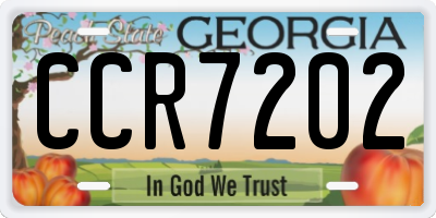 GA license plate CCR7202