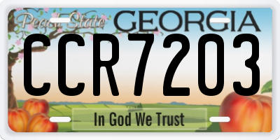 GA license plate CCR7203