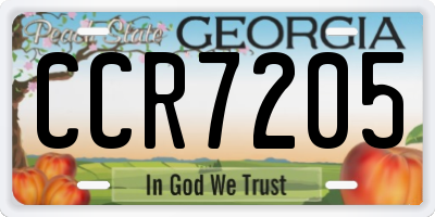 GA license plate CCR7205