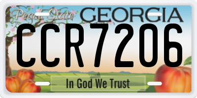 GA license plate CCR7206