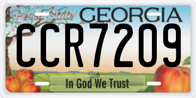 GA license plate CCR7209