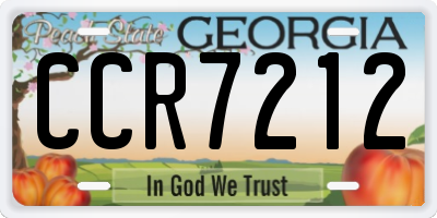 GA license plate CCR7212