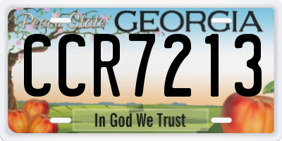 GA license plate CCR7213