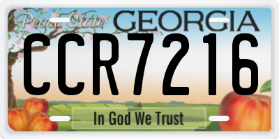 GA license plate CCR7216
