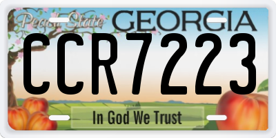GA license plate CCR7223