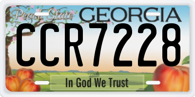 GA license plate CCR7228