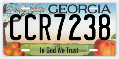 GA license plate CCR7238