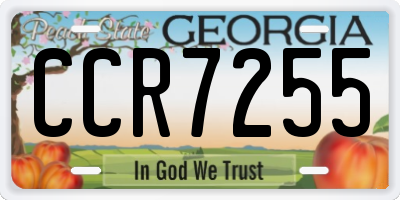 GA license plate CCR7255