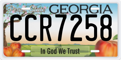 GA license plate CCR7258