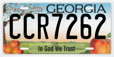 GA license plate CCR7262