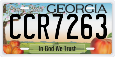 GA license plate CCR7263