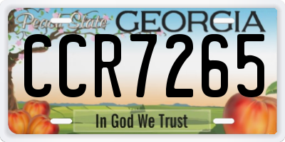 GA license plate CCR7265