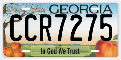 GA license plate CCR7275