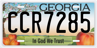 GA license plate CCR7285