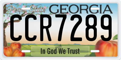 GA license plate CCR7289
