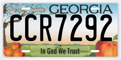GA license plate CCR7292
