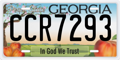 GA license plate CCR7293