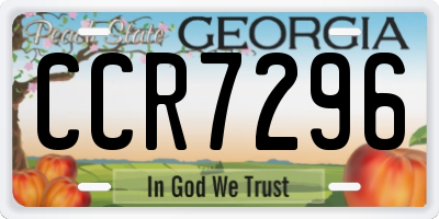 GA license plate CCR7296