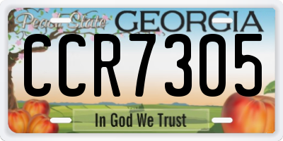 GA license plate CCR7305