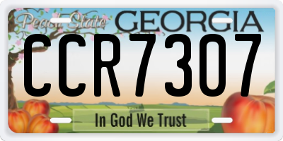 GA license plate CCR7307
