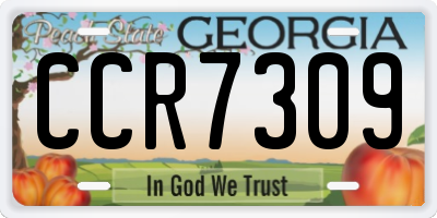 GA license plate CCR7309