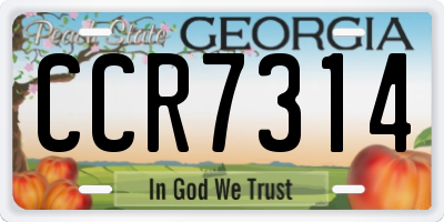 GA license plate CCR7314