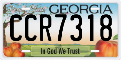 GA license plate CCR7318