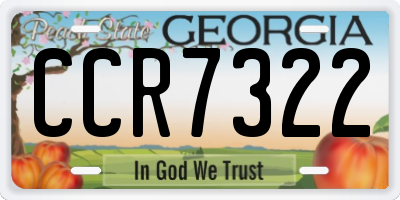 GA license plate CCR7322