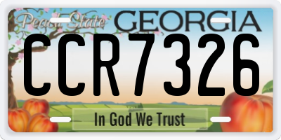 GA license plate CCR7326