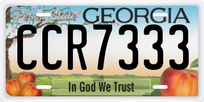 GA license plate CCR7333