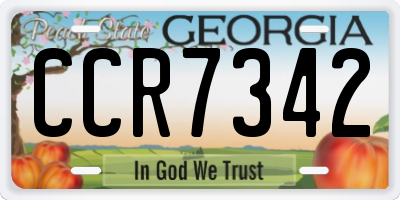 GA license plate CCR7342
