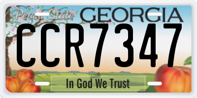 GA license plate CCR7347