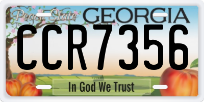GA license plate CCR7356